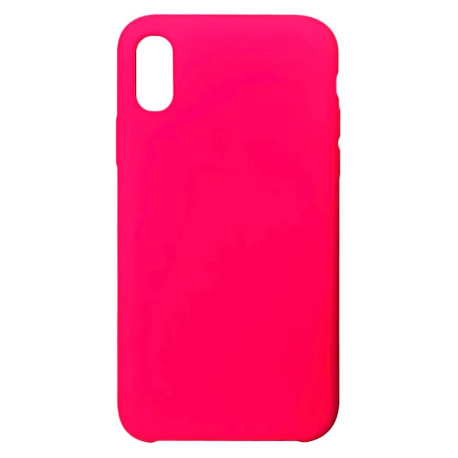 Задняя накладка Silicone CASE для iPhone X/XS розовый неон