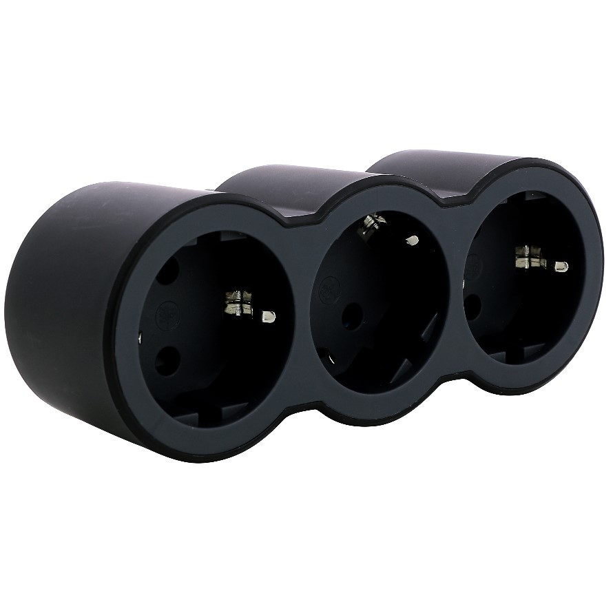 Тройник LEGRAND вертикальный серии "Стандарт" 3 х 2К+З, черный (694519)