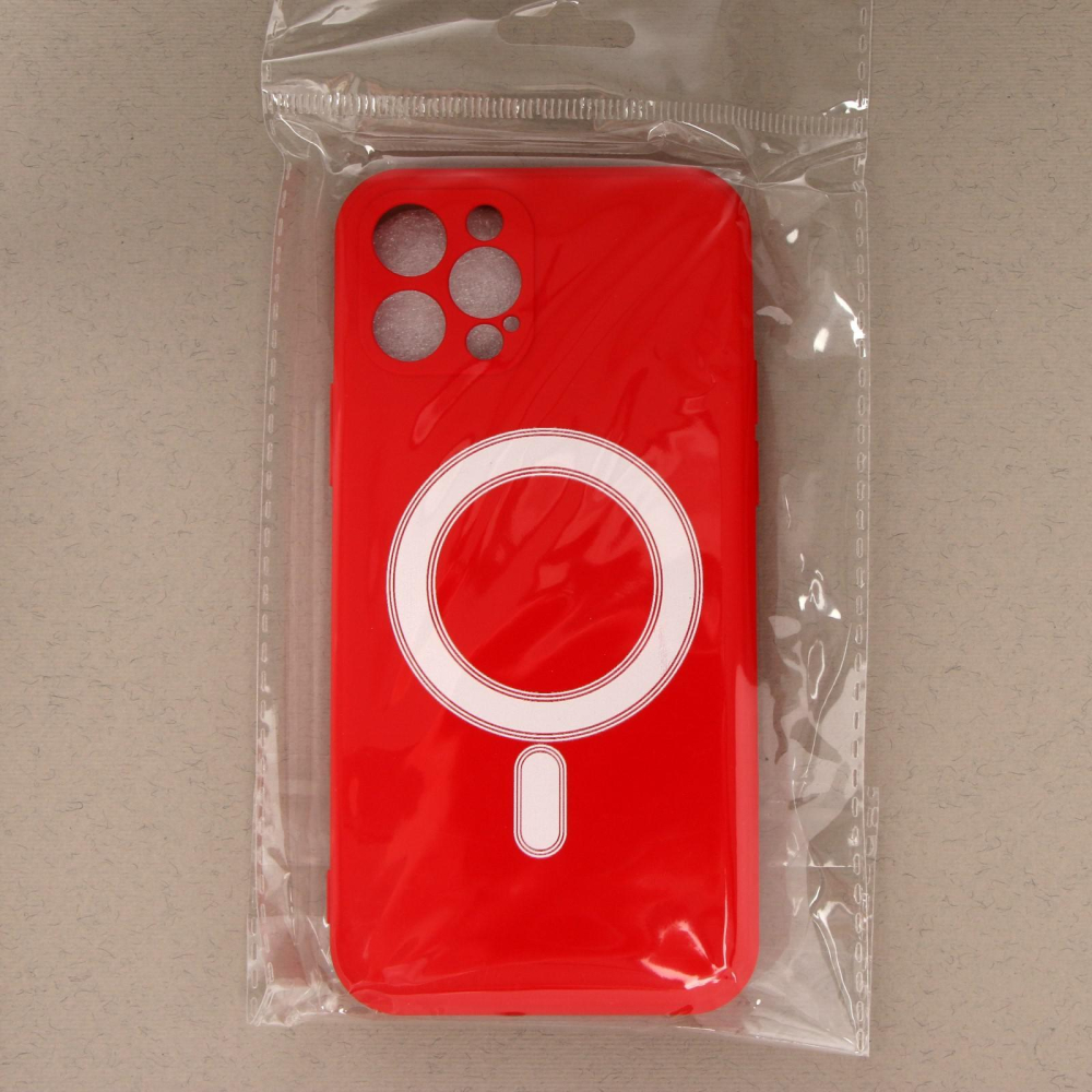 Задняя накладка LuazON для iPhone 12 Pro, поддержка MagSafe, силиконовый, красный