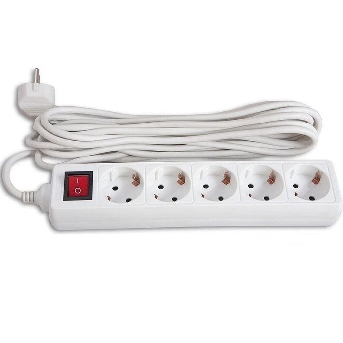 Сетевой фильтр 10.0м BURO 500SH-10-W, 5 розеток, белый (коробка)