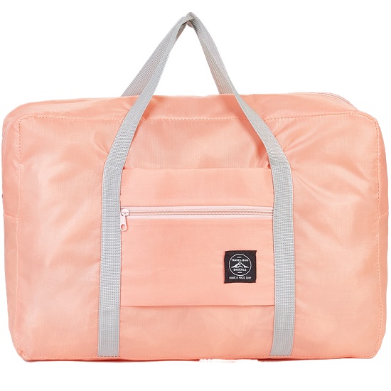 Сумка дорожная на молнии, наружный карман, держатель для чемодана, цвет розовый