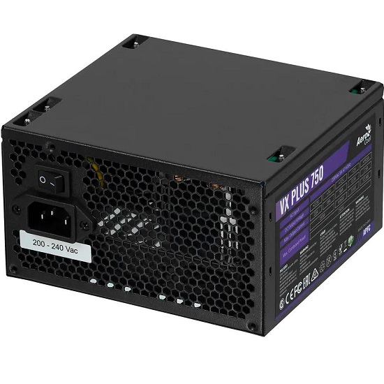 Блок питания 750W AEROCOOL VX-750 PLUS ATX (24+4+4pin) APFC 120mm fan 6xSATA RTL