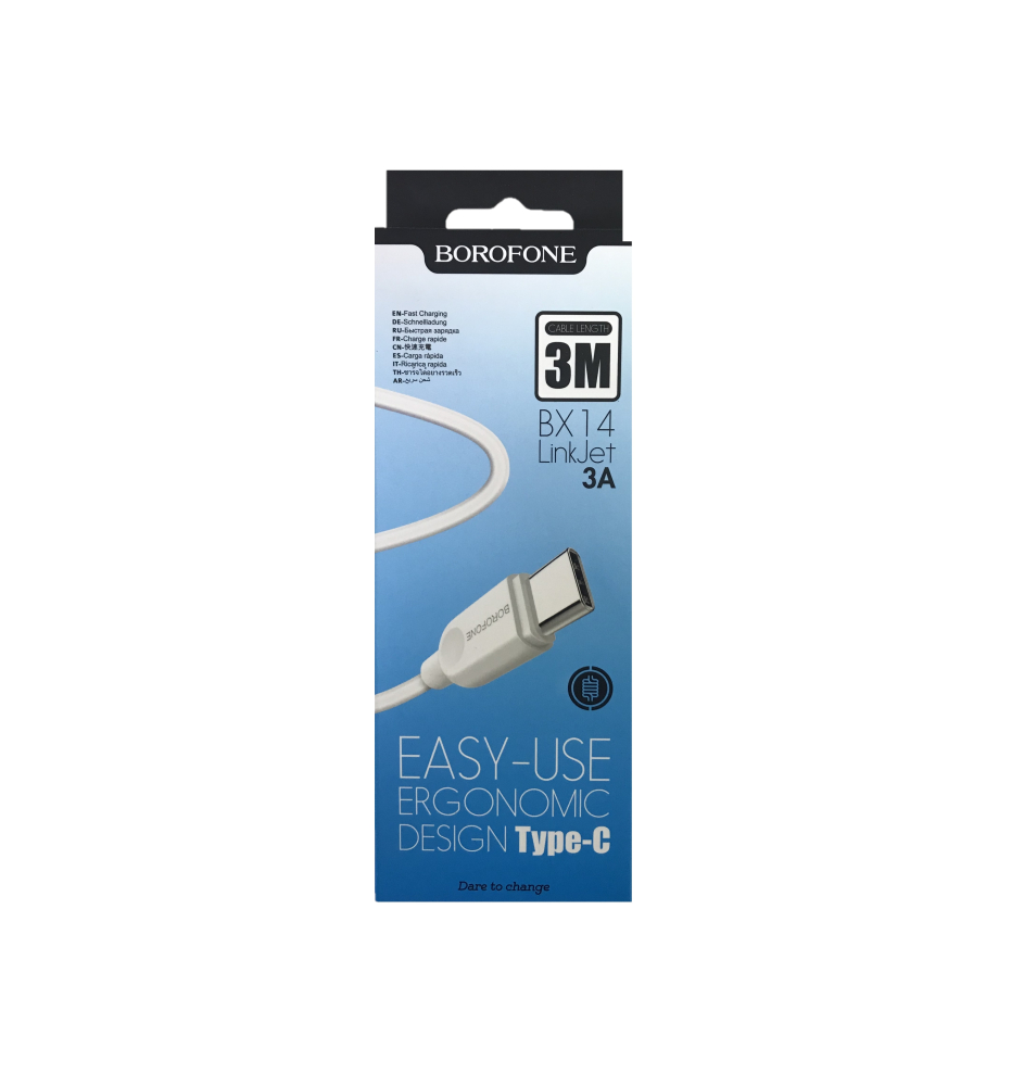 Кабель USB <--> Type-C  3.0м BOROFONE BX14 чёрный