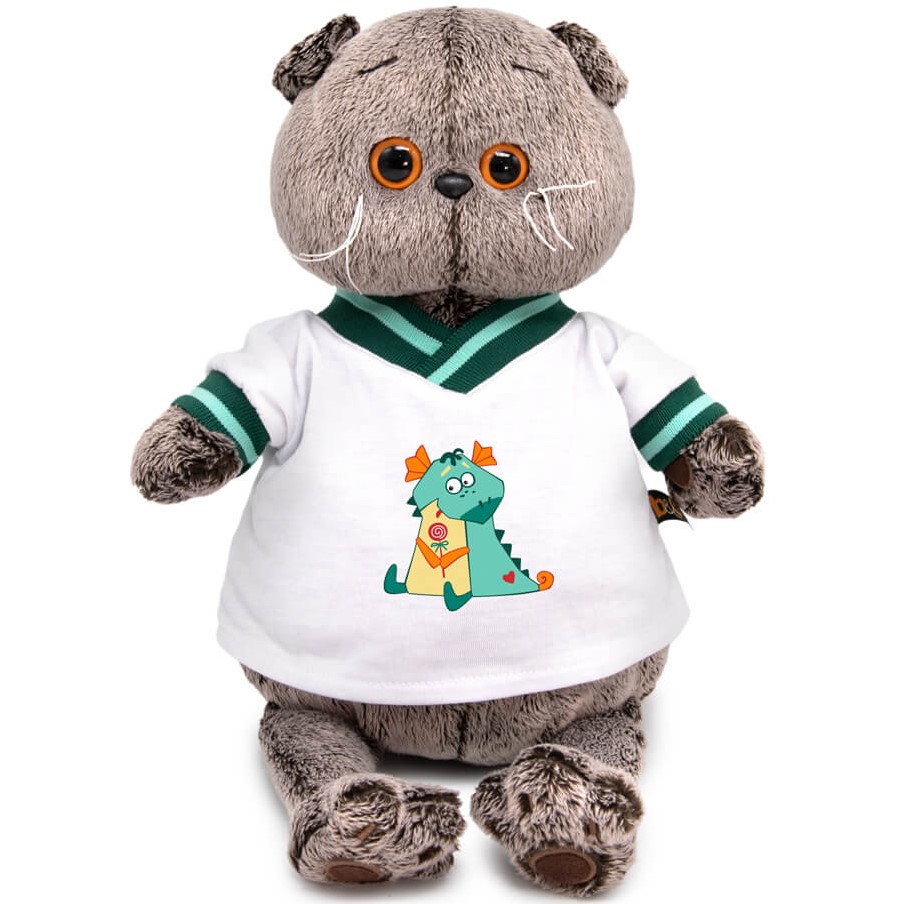 Мягкая игрушка Басик в футболке с дракончиком , 22 см (Ks22-255)