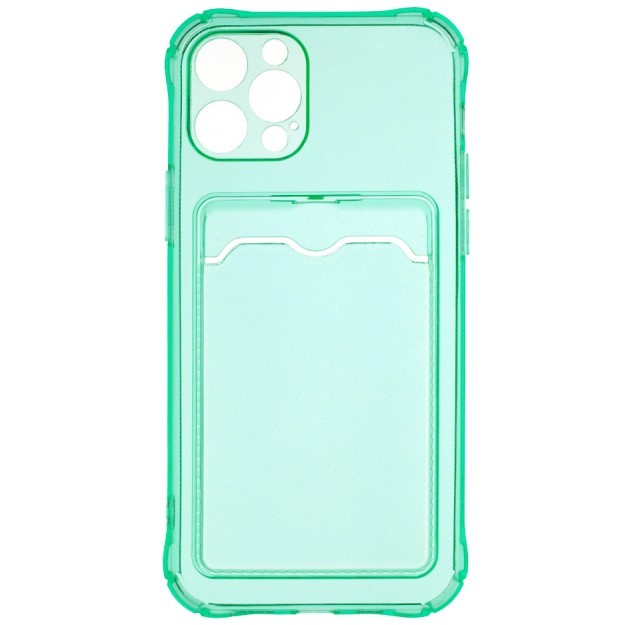 Задняя накладка ZIBELINO Silicone Card Holder Case для iPhone 12 Pro (мятный) защита камеры