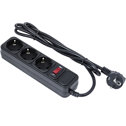 Сетевой фильтр  1.8м EXEGATE SP-3-1.8B, 3 розетки, евровилка, черный