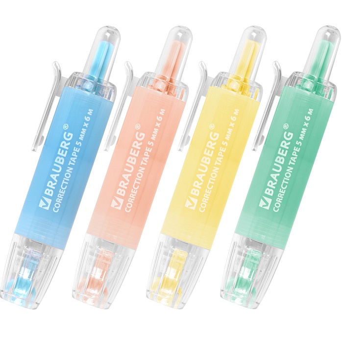 Корректирующая лента BRAUBERG PASTEL 360, 5 мм х 6 м,МИКС 272662