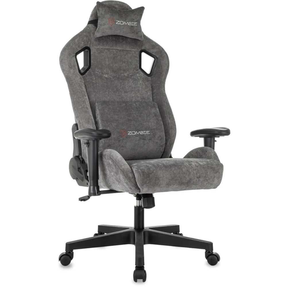 Кресло игровое БЮРОКРАТ Zombie Ghost Fabric серый Light-19 крестов. пластик