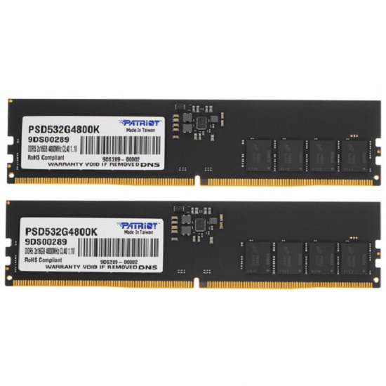 Оперативная память DDR5 32GB (2x16 GB) Patriot Signature, 4800 MHz, CL40, DIMM (PSD532G4800K)