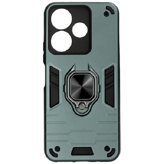 Задняя накладка DF для Xiaomi Redmi 13 (4G)/Poco M6 (4G) DF xiArmor-11 (dark green) с кольцом и держателем