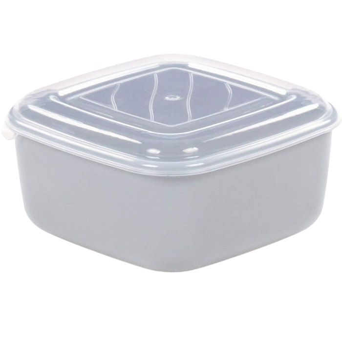 Контейнер Dolcezza №36 квадратная с крышкой, 0,9л (дымчатый, крышка прозрачная)