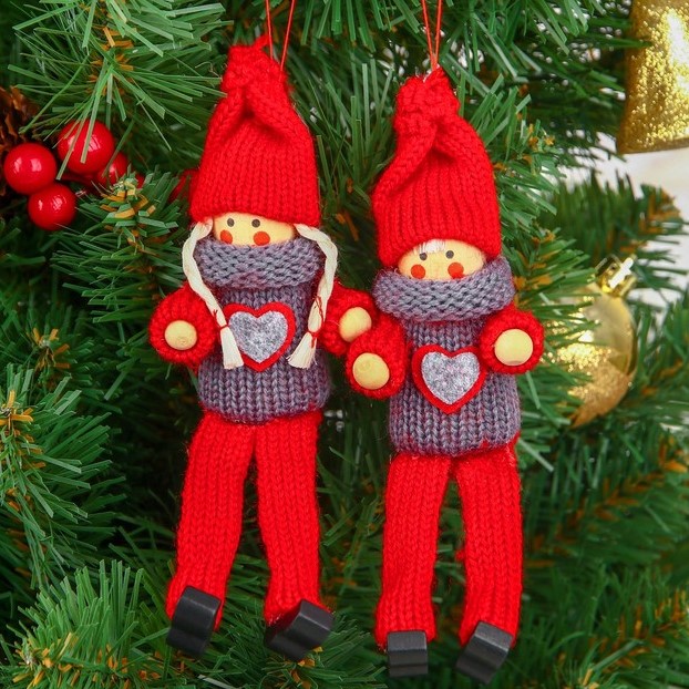 Подвеска новогодняя «Куколка в вязаном костюмчике», МИКС