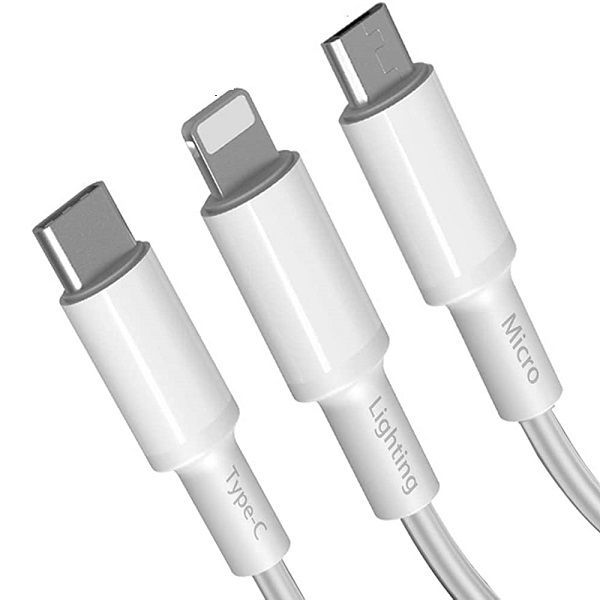 Кабель USB <--> Lightning/Type-C/microUSB  1.2м EARLDOM EC-IMC024, белый