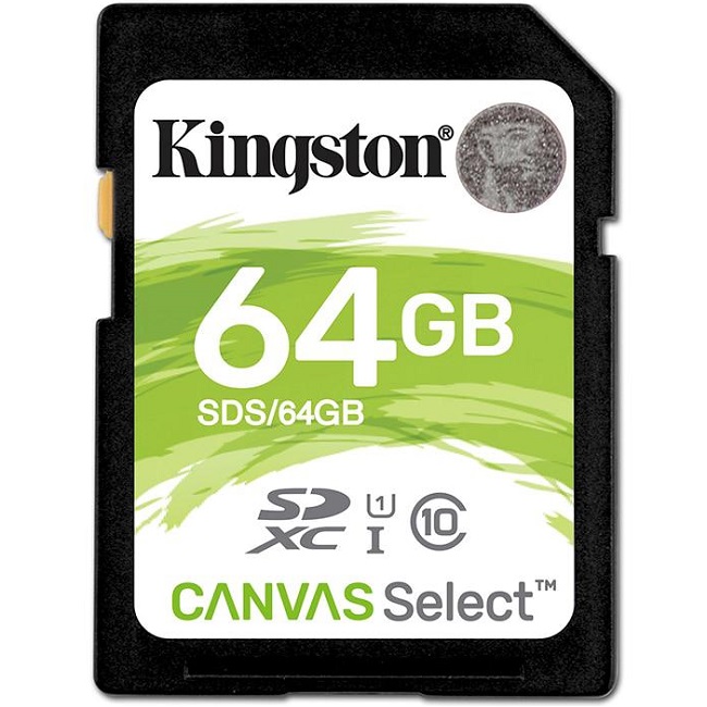 SD 64Gb Kingston Class 10 UHS-I U1 V10 Canvas Select Plus (100 Mb/s)