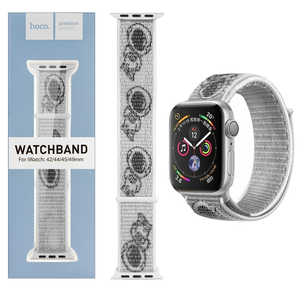 Нейлоновый ремешок HOCO WA02 для APPLE Watch 42/44/45mm White nylon strap space