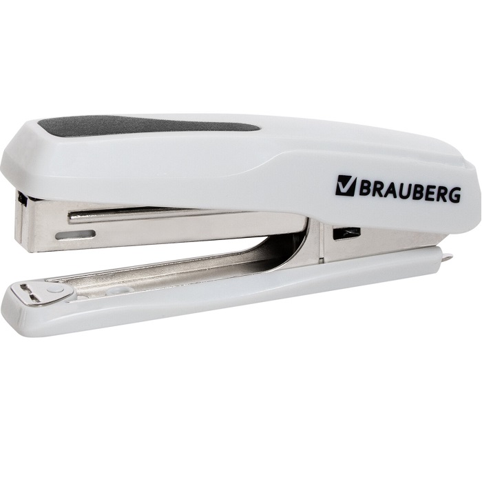Степлер №10 BRAUBERG "Extra", до 20 листов, серый, 229083