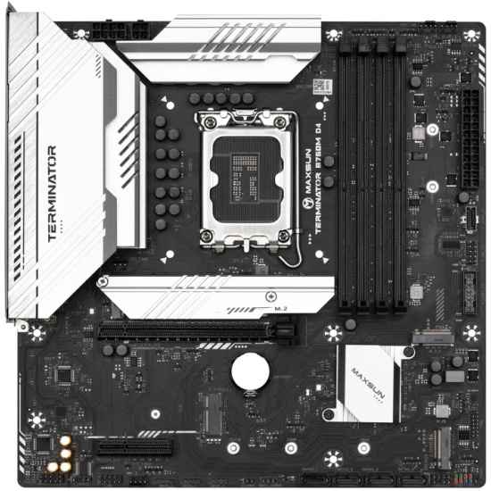 Материнская плата Maxsun Terminator B760M D4, LGA 1700, Intel B760, 4xDDR4, 4xSATA, 3xM.2, 1xPCIe 5.0 x16, 1xPCIe 3.0 x4, 1xHDMI, 1xDP, 1x 2.5Gb LAN, 