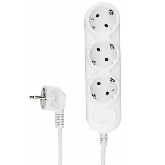 Сетевой удлинитель  5.0м POWER CUBE PC-3-5M, белый, 3 розетки, без выкл., 10А
