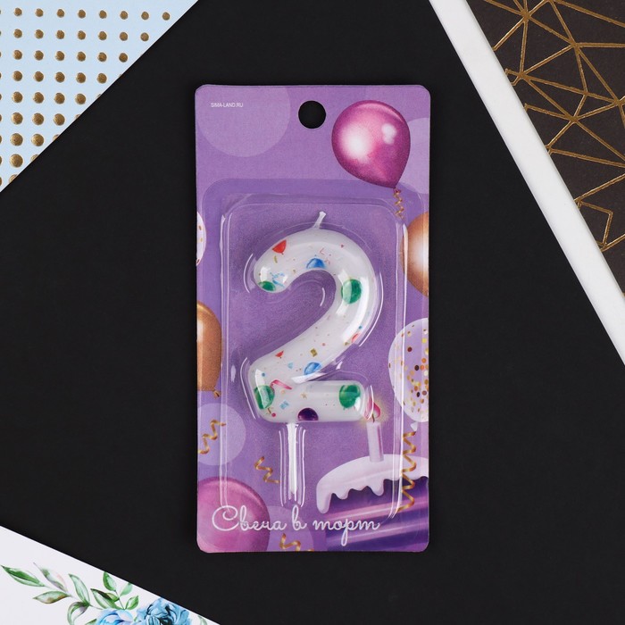 Свеча в торт "2", 5,5 х 8 см   7793317