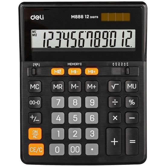 Калькулятор DELI EM888 черный 12-разр.