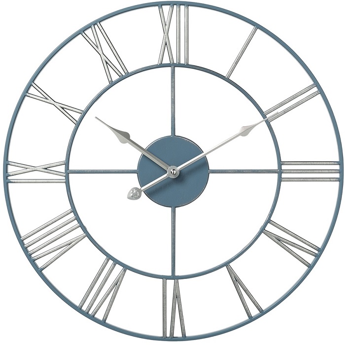 Часы настенные РУБИН "Классика" круг d=45,5см, открытая стрелка, корпус синий с серебром (4848-006)