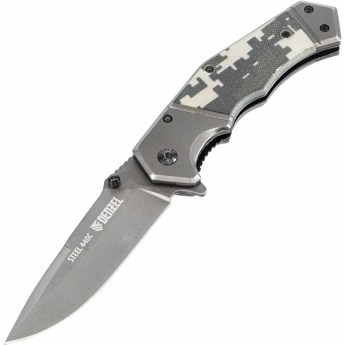 Нож складной DENZEL, многоцелевой, системы Liner-Lock, с накладкой G10 на эргономичной рукоятке// 79209