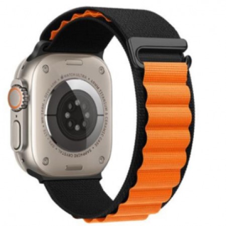 Тканевый ремешок HOCO WA20 для APPLE Watch 42/44/45/49mm, чёрный, оранжевая вставка