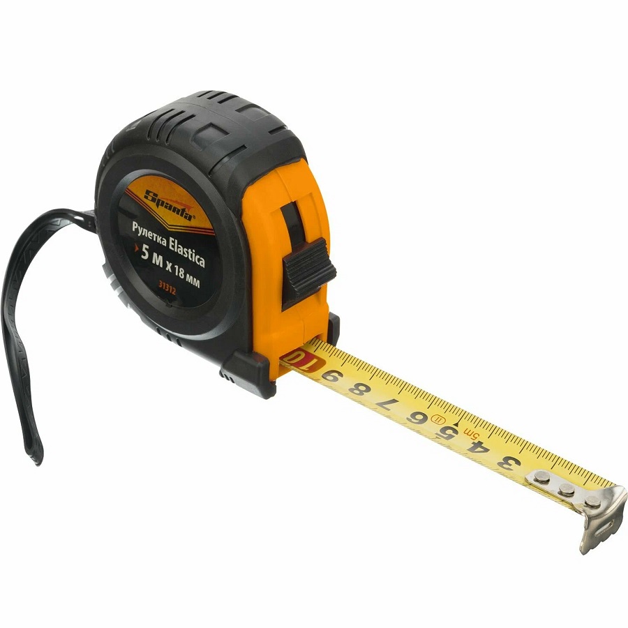 Рулетка 5м х 18мм SPARTA Elastica 31312, обрезин.корпус
