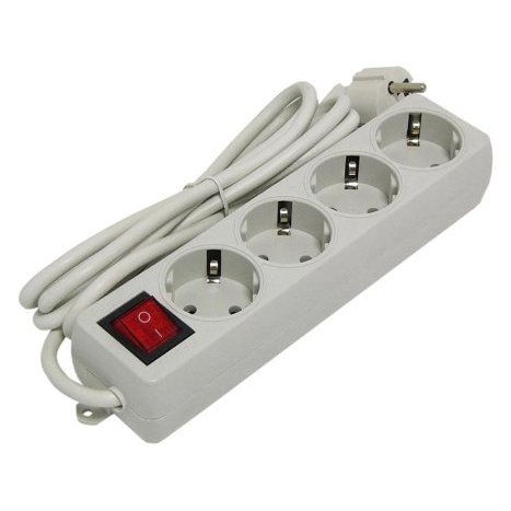 Сетевой удлинитель  2.0м ГАРНИЗОН ELB-G4-W-2, 4 евророзетки с выключателем и заземлением