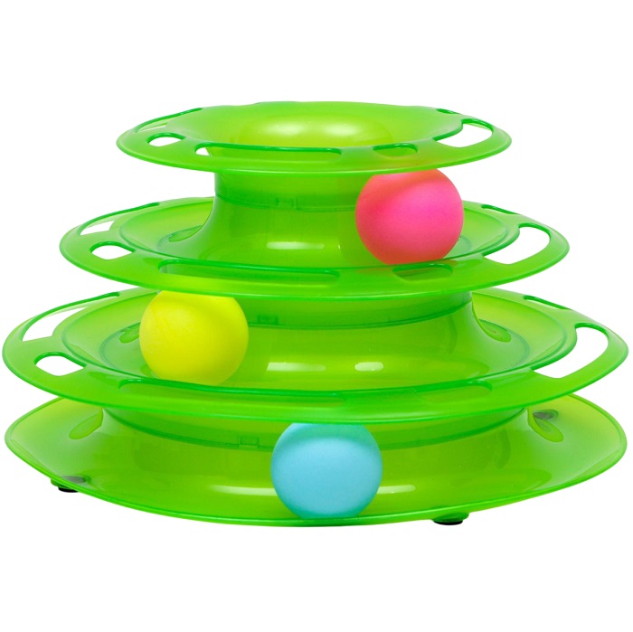 Игровой комплекс "Пижон" для кошек с 3 шариками, 24,5 х 24,5 х 13 см, зелёный   6031420