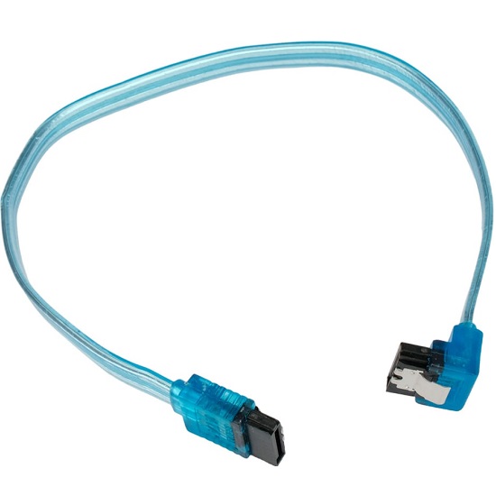 Кабель интерфейсный SATA Cablexpert CC-SATAM-DATA90-TR-30CM, Sata3 7pin/7pin, мет.защелка, угловой разъем, 30см, прозрачный, пакет