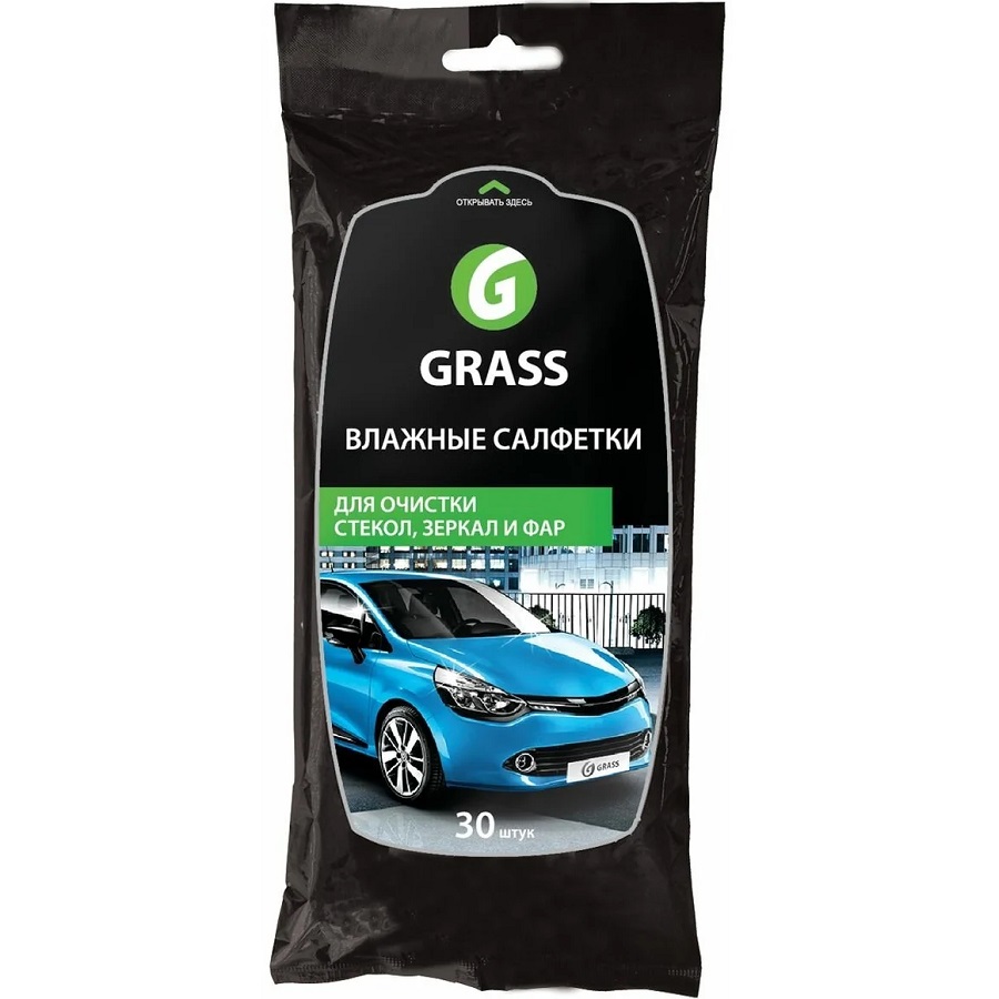 Влажные салфетки GRASS для очистки стекол, зеркал и фар 30шт (IT-0313)