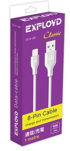 Кабель USB <--> Lightning  1.0м EXPLOYD EX-K-483 Classic белый