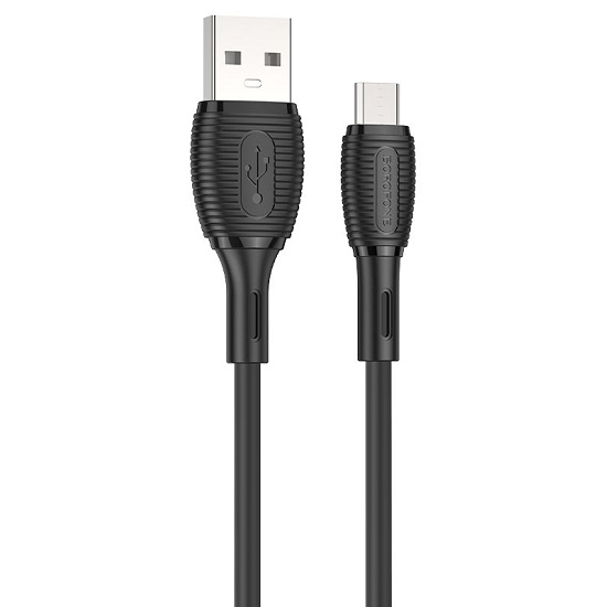 Кабель USB <--> microUSB  1.0м BOROFONE BX86 Advantage, 1.0м, 2.4A, цвет: чёрный (1/360)