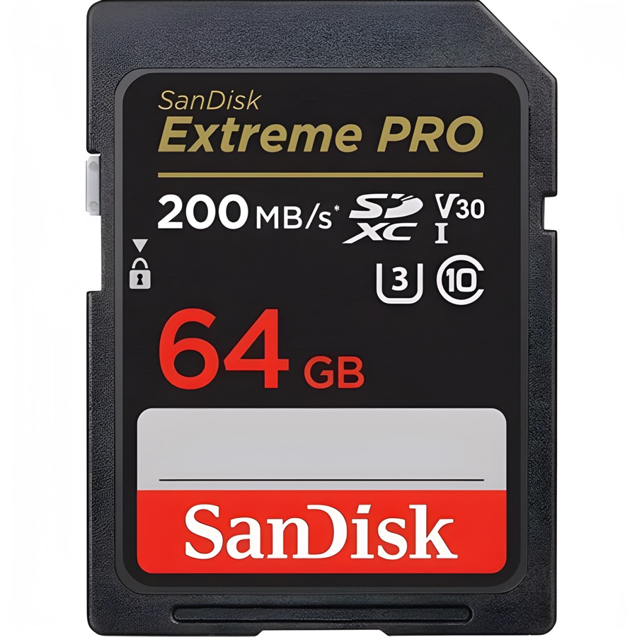 SD 64Gb SanDisk Class 10  Extreme Pro V30 UHS-I U3 (200 Mb/s)