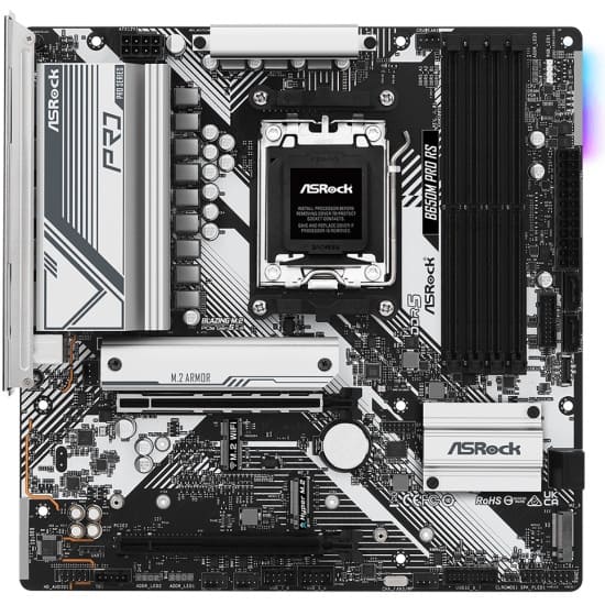 Материнская плата ASRock B650M PRO RS, Socket AM5, AMD B650, 4xDDR5-5200, HDMI+DP, 2xPCI-Ex16, 4xSATA3(RAID 0/1/10), 3xM.2, 8 Ch Audio, 1x2.5GLan, (4+