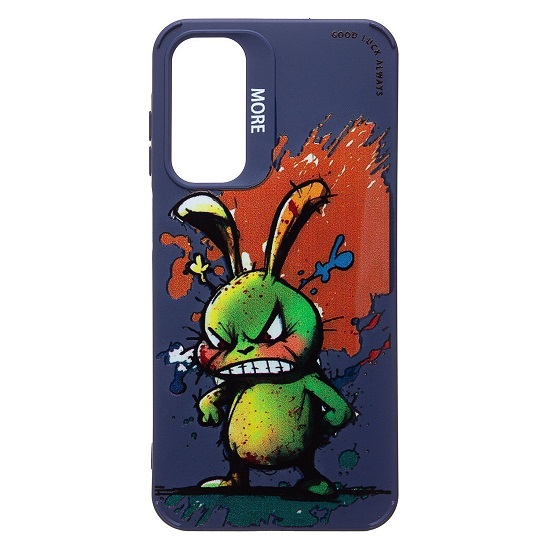 Задняя накладка SC335 для Samsung Galaxy A25  (заяц) (dark blue) (233126)