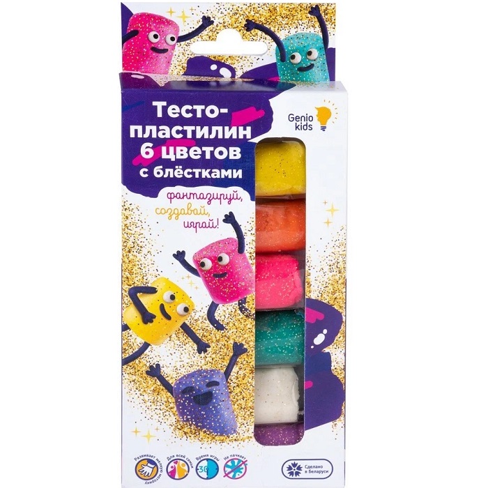 Набор для детской лепки «Тесто-пластилин 6 цветов с блёстками» TA1091