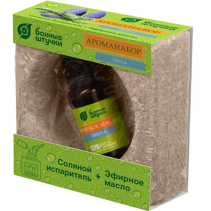 Ароманабор для бани и сауны БАННЫЕ ШТУЧКИ (соляной испаритель 700г, масло эф Пихта 15мл)  32481