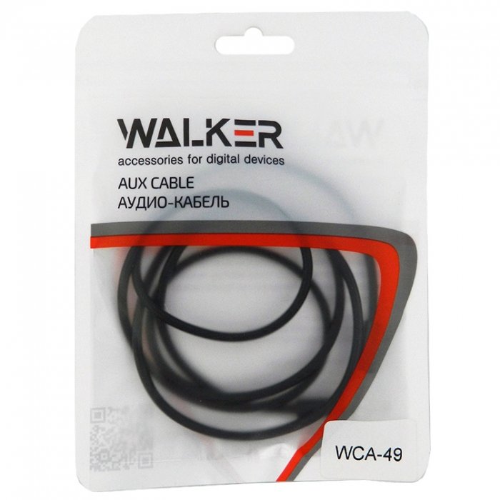 Кабель Jack 3.5 <--> Jack 3.5  1.0м WALKER WCA-049, 4-x контактный черный (в пакете)