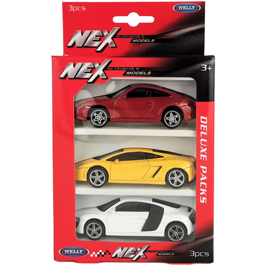 Набор WELLY 1:43, Lambo Gallardo, Porsche 911 и Audi R8 Coupe, 3 шт.
