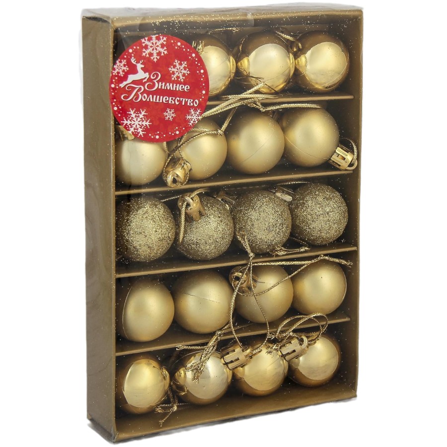 Набор шаров пластик d-3 см, 20 шт "Перелив" золото 3259645