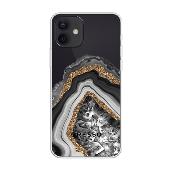 Задняя накладка GRESSO для iPhone 12. Коллекция "Drama Queen". Модель "Black Agate"