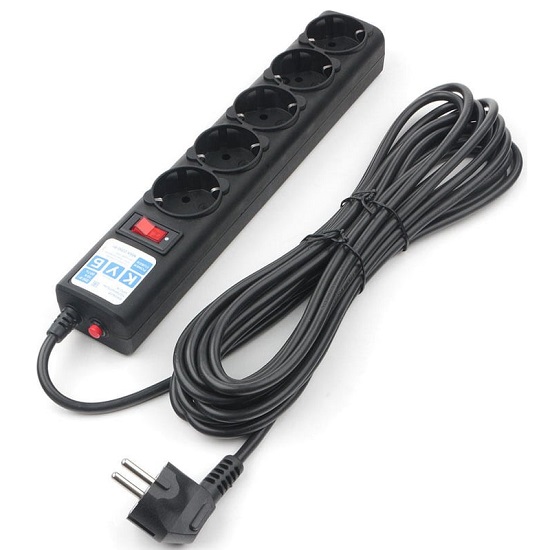 Сетевой удлинитель  1.9м POWER CUBE SPG5-C2, черный графит, 5 розеток, 10А