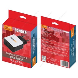 Сетевое ЗУ 2USB 3.4A FAISON FS-Z-431, SONDER чёрный, белая вставка