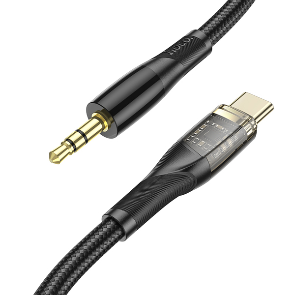Кабель Jack 3.5 <--> Type-C  1.0м HOCO UPA25, Discovery edition, чёрный