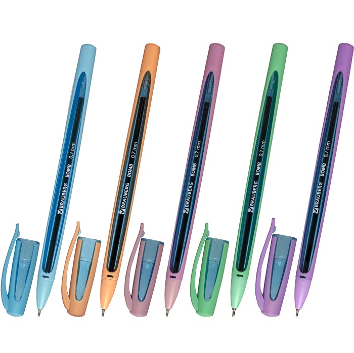 Ручка шариковая BRAUBERG "BOMB GT Pastel", СИНЯЯ 143347