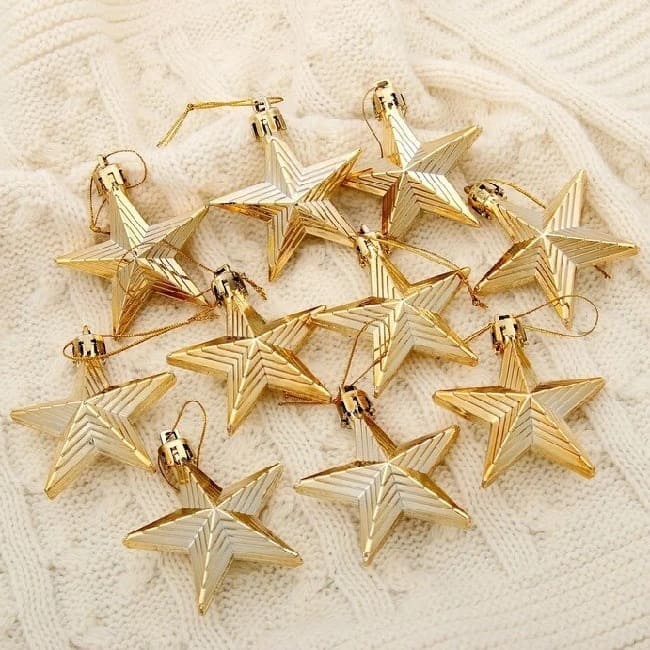 Украшение ёлочное "Рельефные звёзды" (набор 10 шт) 6 см, золото 4196502
