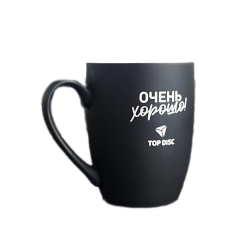 Кружка керамическая TOP DISC "софт тач" с гравировкой (черная)