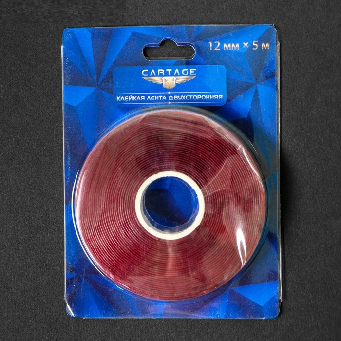 Клейкая лента CARTAGE, прозрачная, двусторонняя, акриловая, 12 мм x 5 м   4166632